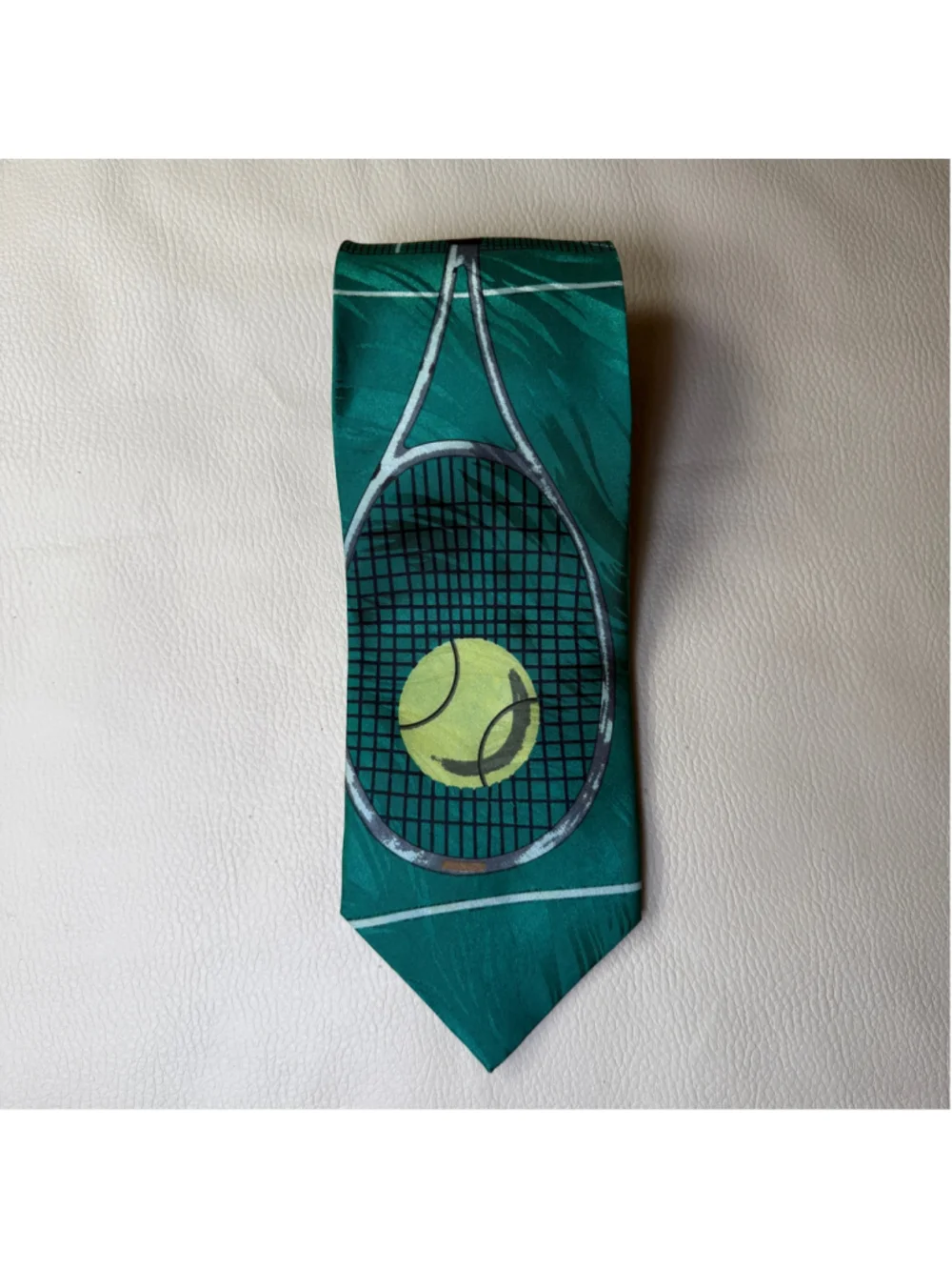 Roberto Cellini Tennis Tie Racket Ball Green Court Novelty Mens Necktie